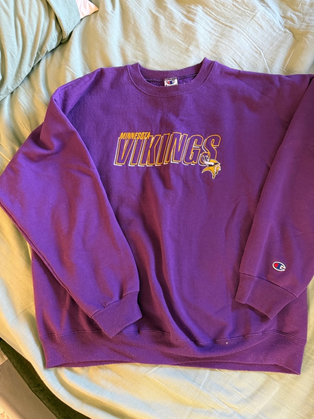 Champion Purple Minnesota Vikings Crewneck Sweatshirt with Yellow Logo